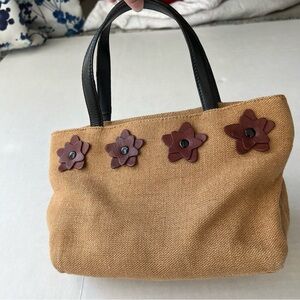 Cee Klein burlap floral handbag small